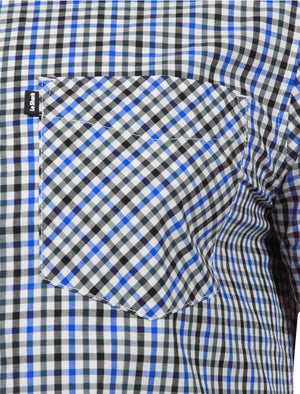 Hoffman Short Sleeve Two Tone Gingham Shirt in Daphne Blue - Le Shark