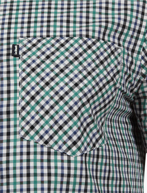 Hoffman Short Sleeve Two Tone Gingham Shirt in Bayou Green - Le Shark
