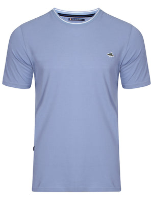 Men's pique crew neck blue T-shirt  - Le Shark