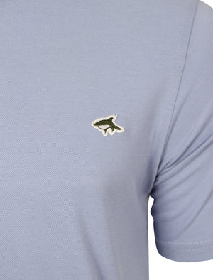 Men's pique crew neck blue T-shirt  - Le Shark