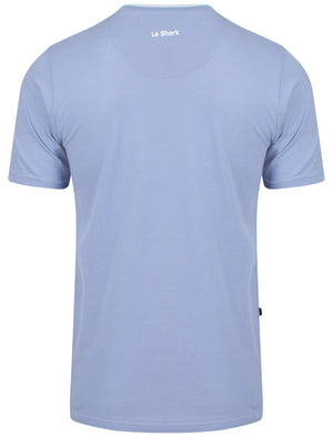 Men's pique crew neck blue T-shirt  - Le Shark