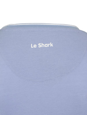 Men's pique crew neck blue T-shirt  - Le Shark
