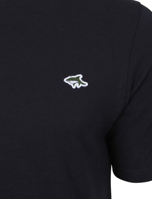 Men's pique crew neck navy T-shirt  - Le Shark