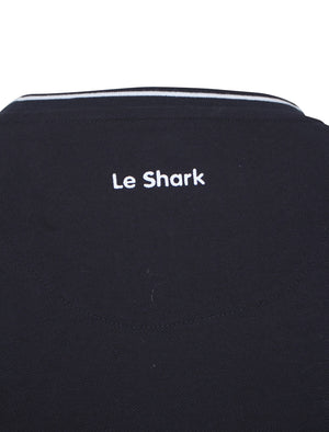 Men's pique crew neck navy T-shirt  - Le Shark