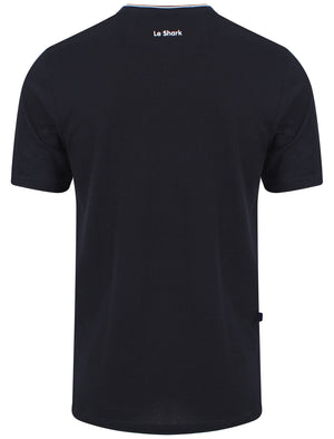 Men's pique crew neck navy T-shirt  - Le Shark