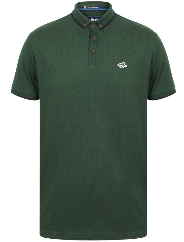 Howard Polka Dot Cotton Polo Shirt In Green - Le Shark