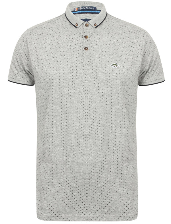 Howard Polka Dot Cotton Polo Shirt In Light Grey Marl - Le Shark