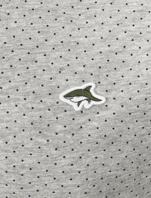 Howard Polka Dot Cotton Polo Shirt In Light Grey Marl - Le Shark