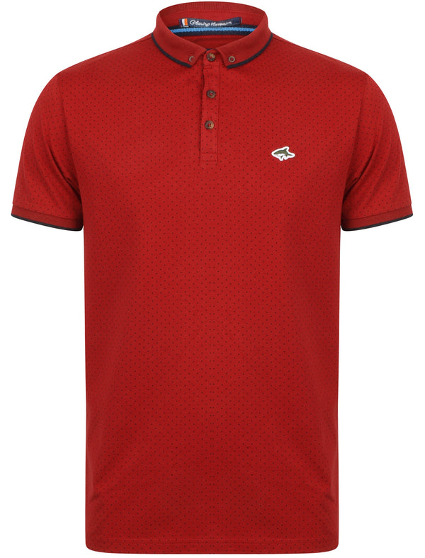 Howard Polka Dot Cotton Polo Shirt In Red - Le Shark