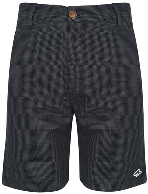 Isaac Micro Dot Cotton Chino Shorts in Navy - Le Shark