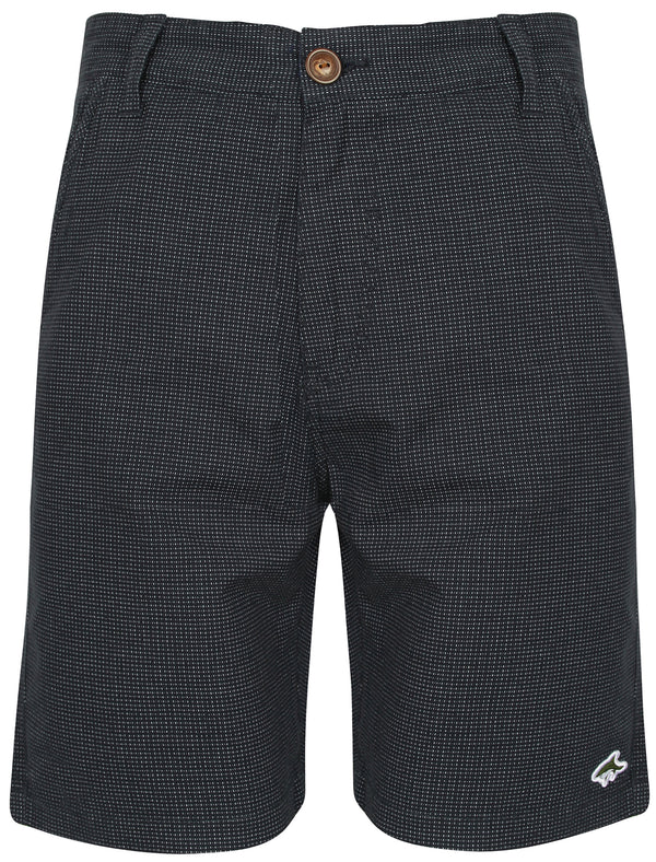 Isaac Micro Dot Cotton Chino Shorts in Navy - Le Shark