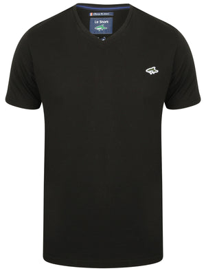 Kensal V Neck Cotton Jersey T-Shirt in Black - Le Shark