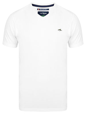 Kensal V Neck Cotton Jersey T-Shirt in Optic White - Le Shark