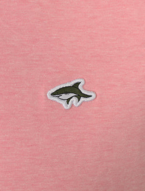 Kensal V Neck Cotton Jersey T-Shirt in Pink Marl - Le Shark