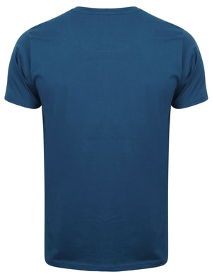 Kensal V Neck Cotton Jersey T-Shirt in Teal Blue - Le Shark