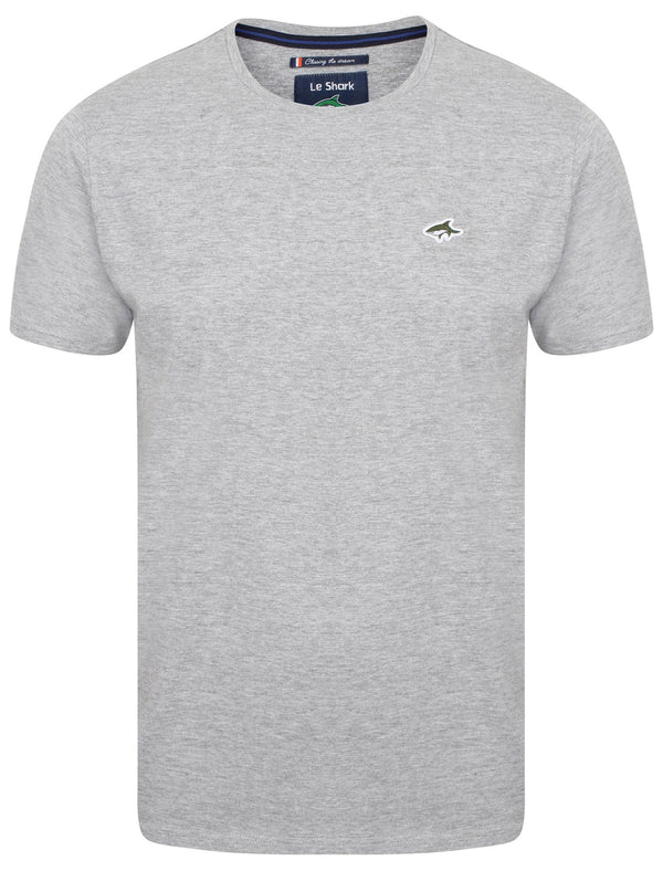 Keppel Cotton Crew Neck T-Shirt In Light Grey Marl - Le Shark