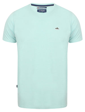 Keppel Cotton Crew Neck T-Shirt In Pastel Turquoise Marl - Le Shark