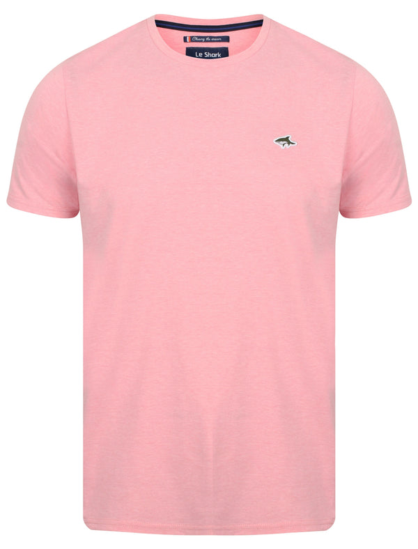 Keppel Cotton Crew Neck T-Shirt In Pink Marl - Le Shark