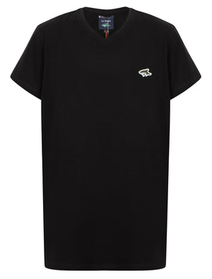 Boys Kensal V Neck Cotton Jersey T-Shirt in Black - Le Shark Kids