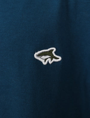 Boys Kensal V Neck Cotton Jersey T-Shirt in Teal Blue - Le Shark Kids