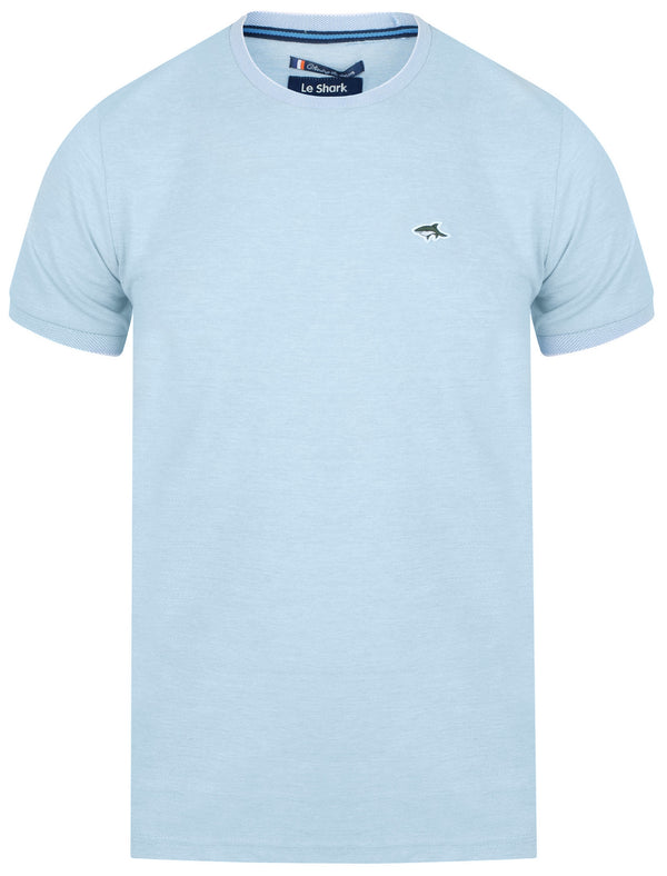 Kiffen Cotton Pique Crew Neck T-Shirt In Light Blue - Le Shark
