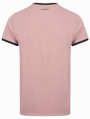 Killick Cotton Crew Neck Ringer T-Shirt In Dusky Pink - Le Shark