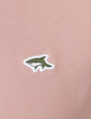 Killick Cotton Crew Neck Ringer T-Shirt In Dusky Pink - Le Shark