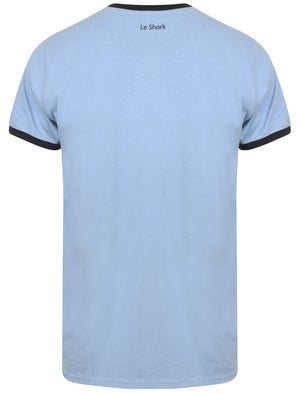 Killick Cotton Crew Neck Ringer T-Shirt In Placid Blue - Le Shark