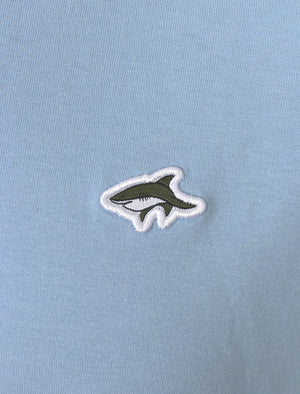 Killick Cotton Crew Neck Ringer T-Shirt In Placid Blue - Le Shark