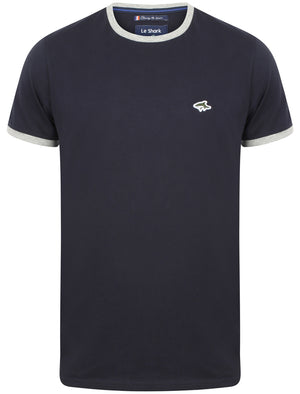 Killick Cotton Crew Neck Ringer T-Shirt In True Navy - Le Shark