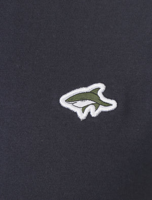 Killick Cotton Crew Neck Ringer T-Shirt In True Navy - Le Shark