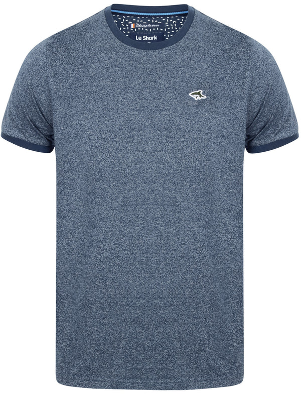 Kinglake Flecked Crew Neck T-Shirt In Bijou Blue - Le Shark