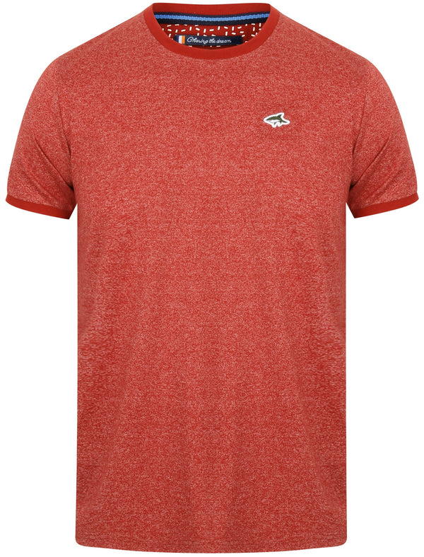 Kinglake Flecked Crew Neck T-Shirt In Red - Le Shark