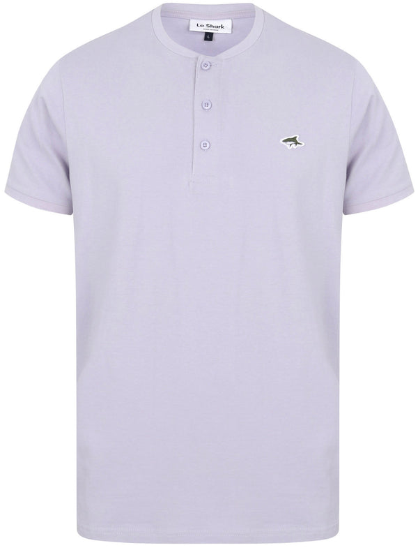 Kingshold Cotton Jersey Henley T-Shirt in Languid Lavender - Le Shark