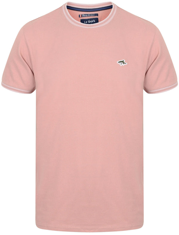 Kingswood Cotton Crew Neck T-Shirt In Dusky Pink - Le Shark