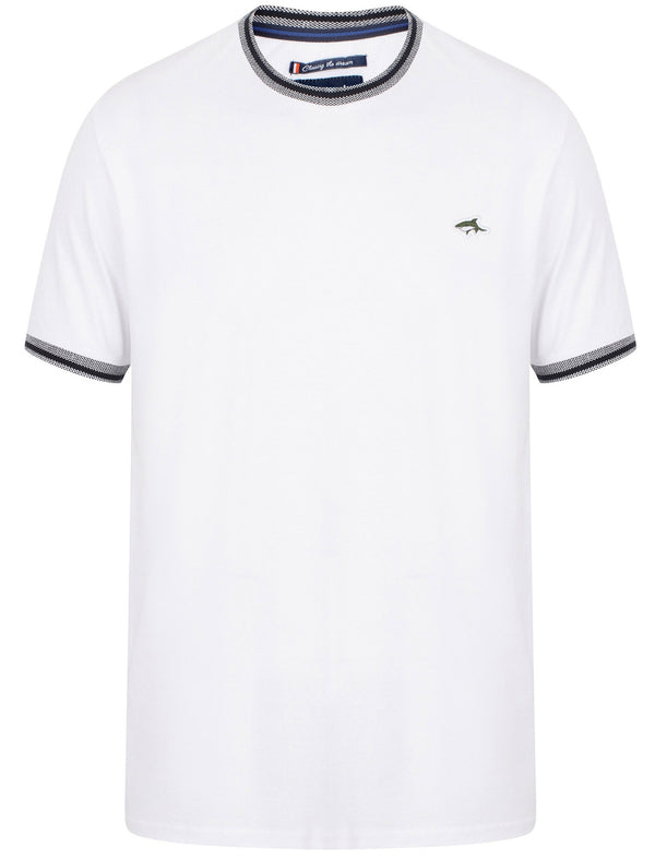 Kingswood Cotton Crew Neck T-Shirt In Optic White - Le Shark