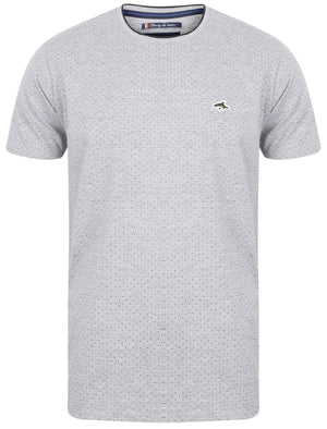 Kingward Polka Dot Cotton Crew Neck T-Shirt In Light Grey Marl - Le Shark