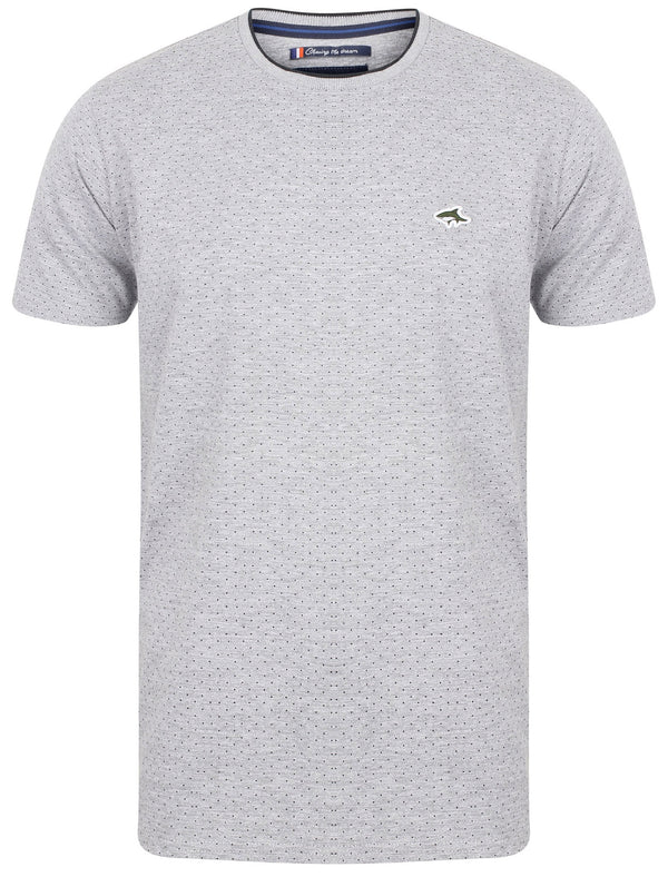 Kingward Polka Dot Cotton Crew Neck T-Shirt In Light Grey Marl - Le Shark