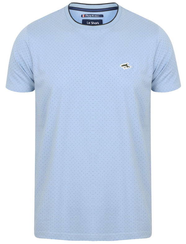Kingward Polka Dot Cotton Crew Neck T-Shirt In Placid Blue - Le Shark