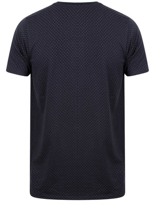 Kingward Polka Dot Cotton Crew Neck T-Shirt In True Navy - Le Shark