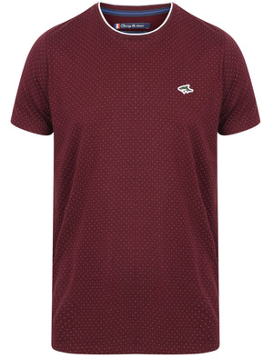 Kingward Polka Dot Cotton Crew Neck T-Shirt In Wine Tasting - Le Shark