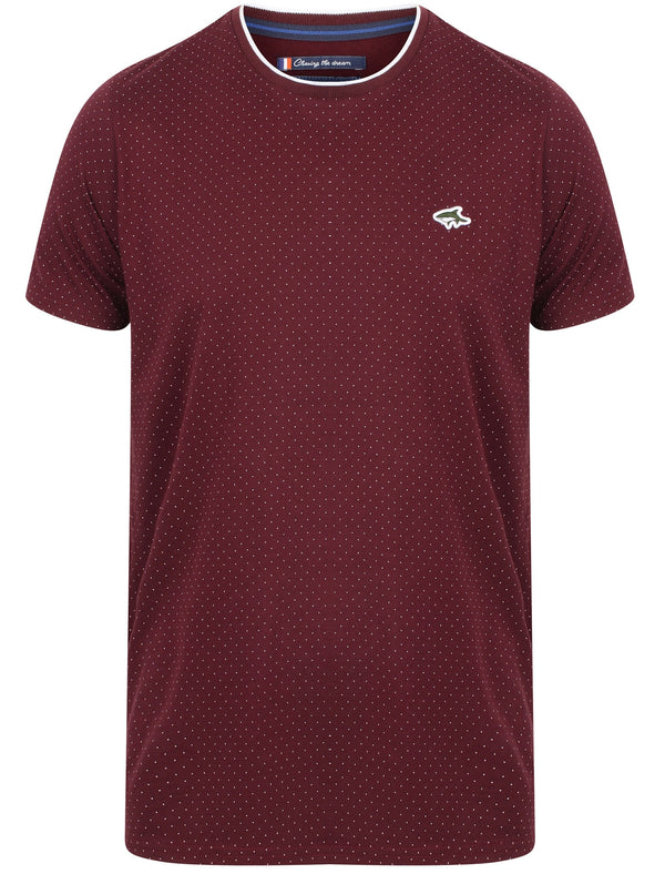 Kingward Polka Dot Cotton Crew Neck T-Shirt In Wine Tasting - Le Shark