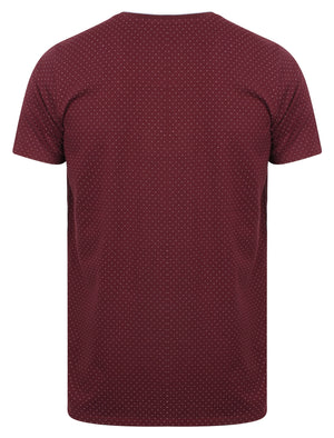 Kingward Polka Dot Cotton Crew Neck T-Shirt In Wine Tasting - Le Shark