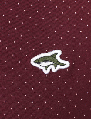 Kingward Polka Dot Cotton Crew Neck T-Shirt In Wine Tasting - Le Shark