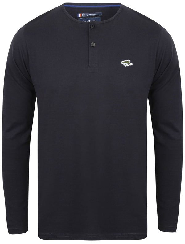 Kirkwood Long Sleeve Henley Top in True Navy - Le Shark