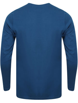 Kirkwood Long Sleeve Henley Top in Teal Blue - Le Shark
