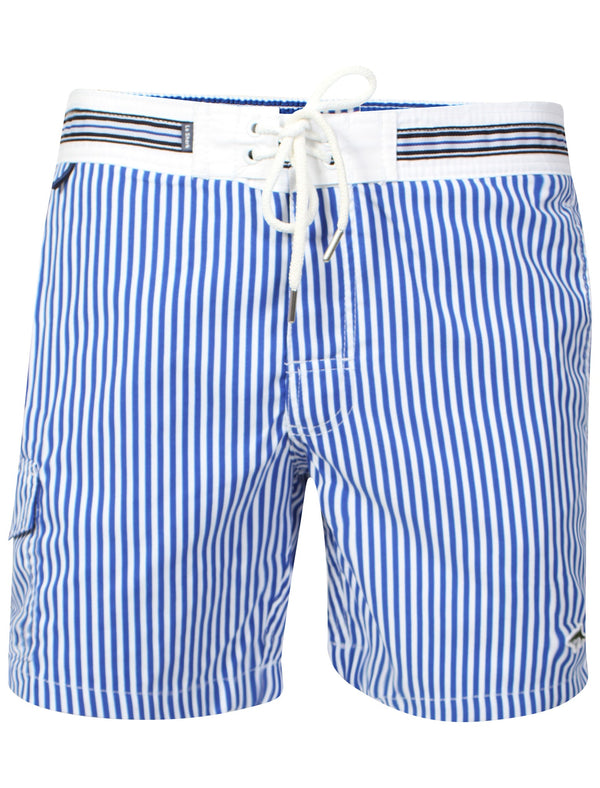 Kuamo Striped Swim Shorts in Vespa Blue - Le Shark