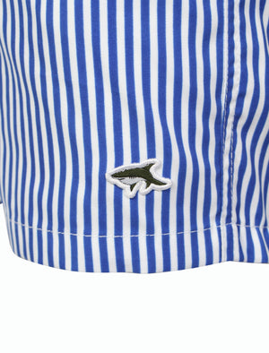 Kuamo Striped Swim Shorts in Vespa Blue - Le Shark