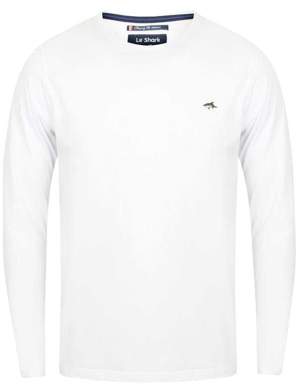 Lambeth Crew Neck Long Sleeve Top in Optic White - Le Shark
