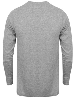 Lanark 2 V Neck Long Sleeve Top in Light Grey Marl - Le Shark